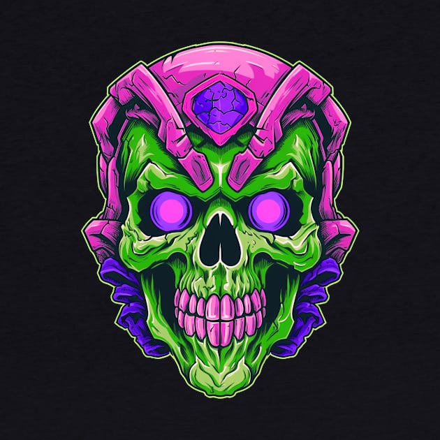 Monster Alien Retro Skull by TOKEBI